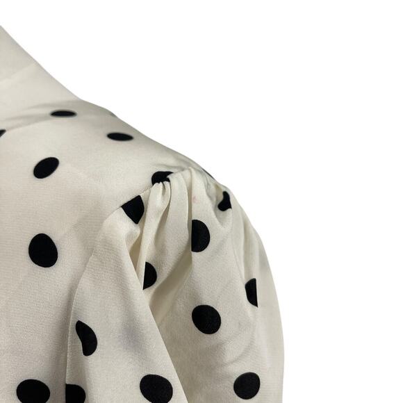 Intermix Polka Dot Silk Ruffle Blouse Size 4 - Picture 8 of 9